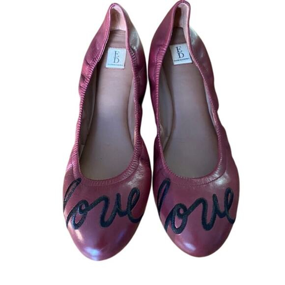 Ellen Degeneres Langston Wine Leather Love Slip On Ballet Flats Women’s Sz 9.5 - Picture 1 of 8